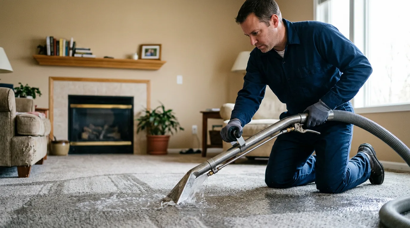 Water damage restoration technician working near Millport, AL